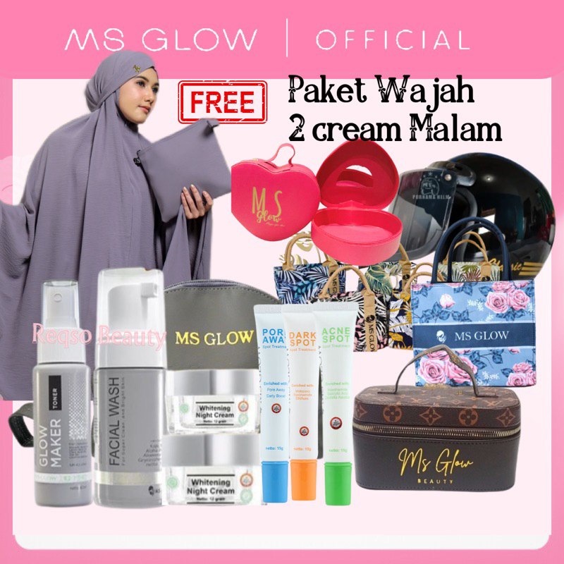 ms glow Paket wajah Ms Glow 2 Cream Malam Tanpa Cream Siang Paket Cell Dna Paket Luminous Paket Whit
