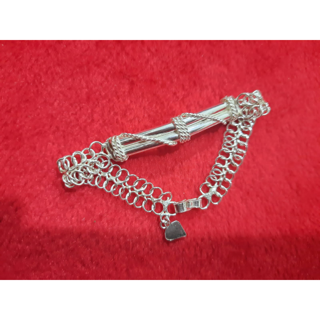 Gelang perak motif bambu dewasa wanita perak asli