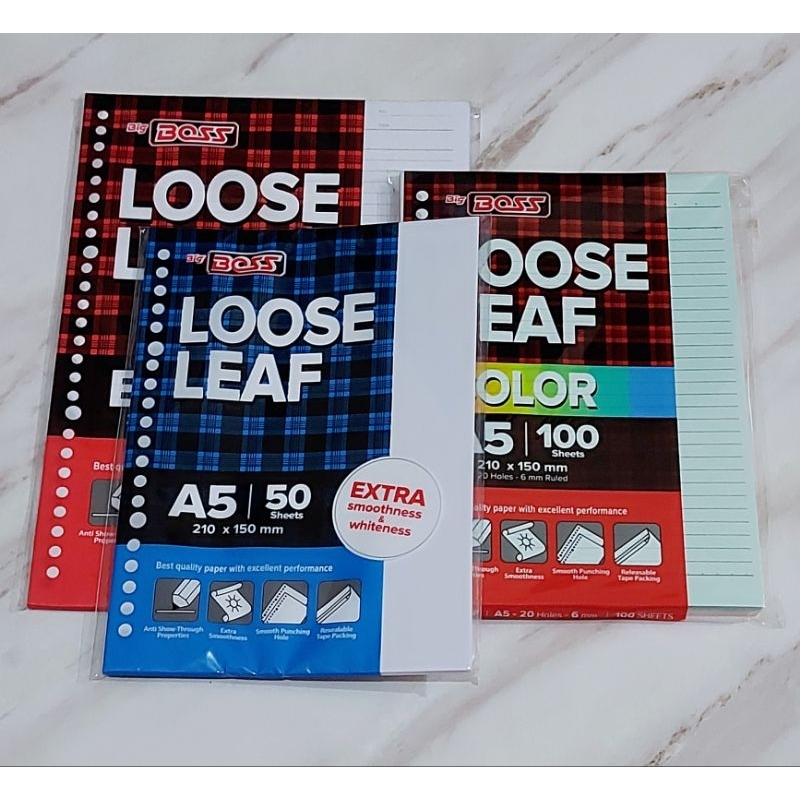 

Loose Leaf Big Boss A5-50 /Kertas Binder A5-50 Polos/Garis/Warna
