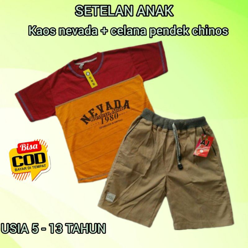 Setelan baju kaos nevada dan celana pendek chino rib | setelan baju dan celana pendek pria | setelan