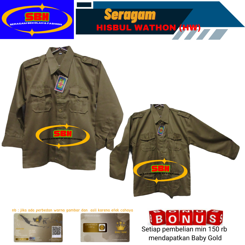 Seragam sekolah baju hisbul waton / HW muhammadiyah laki-laki / perempuan SD - SMP - SMA