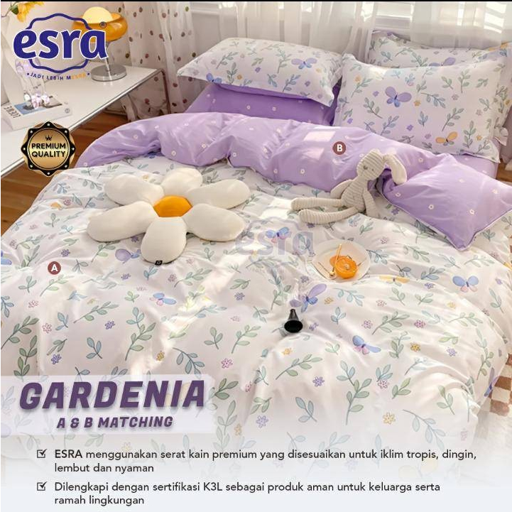 Bedcover Set Motif Gardenia Bahan Katun Premium Quality bedcover sprei aesthetic motif bunga daun 16