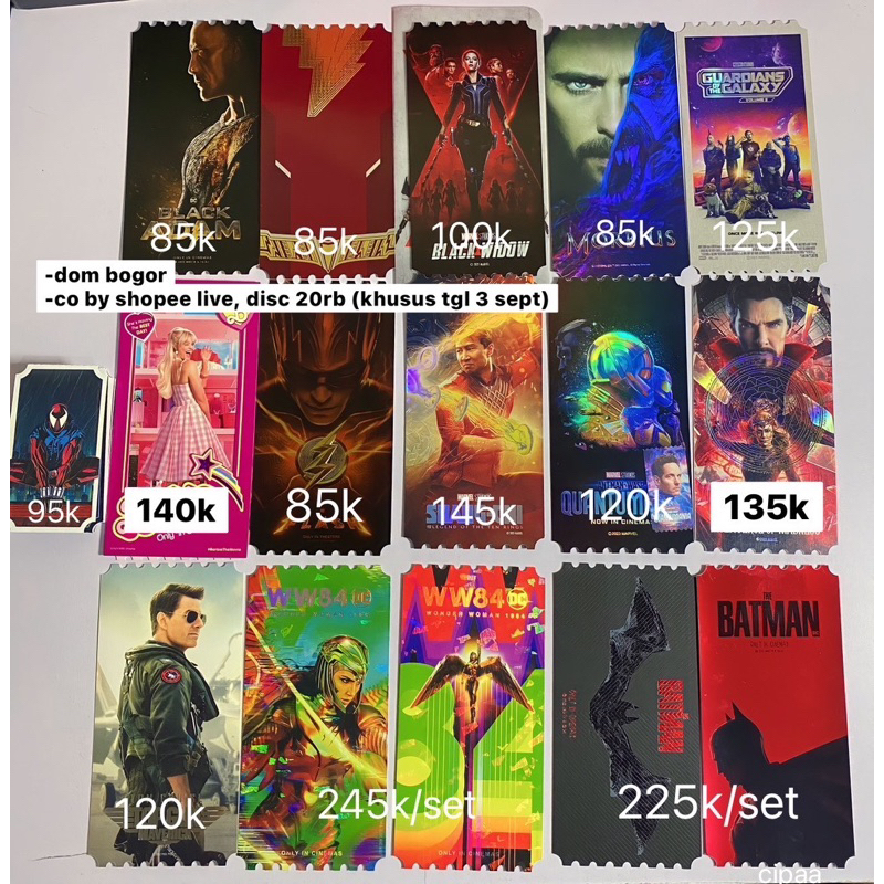 Collectible Tickets Movie Megabox Offcial CT Film Mark CGV Thor, Spiderman, Wonder, shangchi