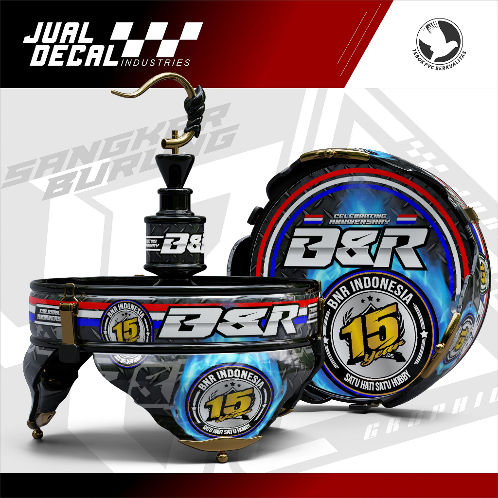 Stiker Sangkar BNR 15 year CUSTOM Decal Tebok Burung Lovebird Pleci Helopet
