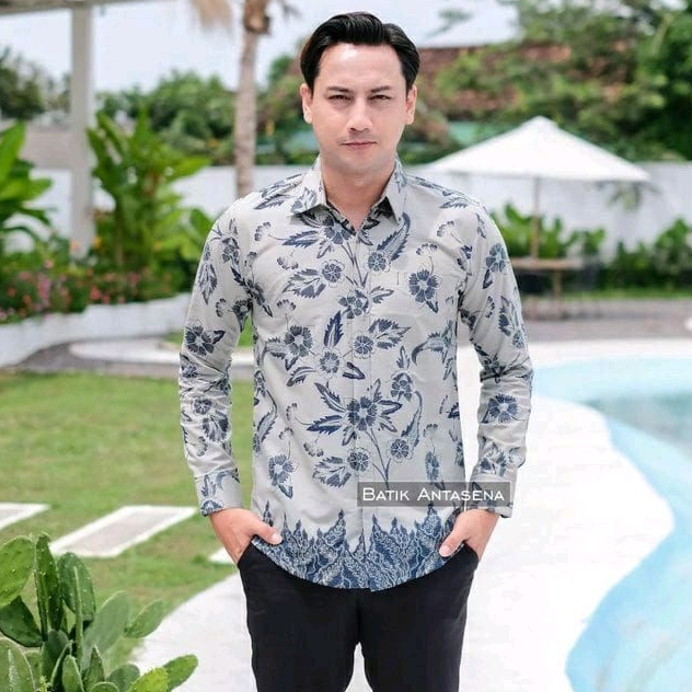KEMBANG SUJIWO Baju Batik Pria Slimfit Atasan Hem Pria Kemeja Batik Lengan Panjang