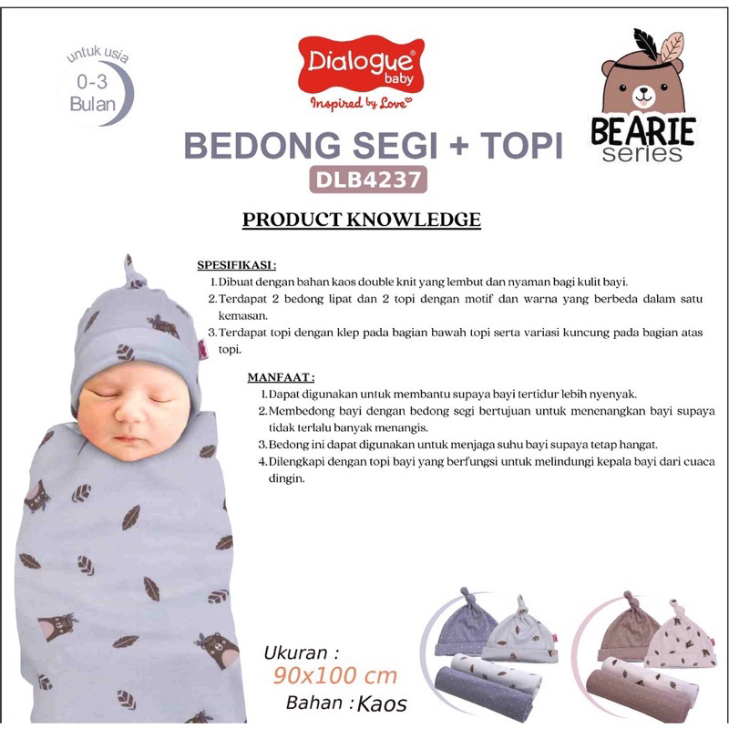 Bedong segi + topi dialogue / set bedong dialogue