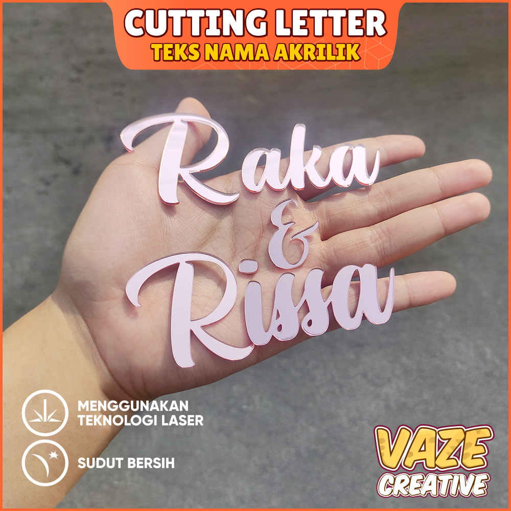 LETTER NAMA AKRILIK MIRROR ROSE CUTTING MIRROR PINK chipboard akrilik dekorasi mahar rustic nama mah