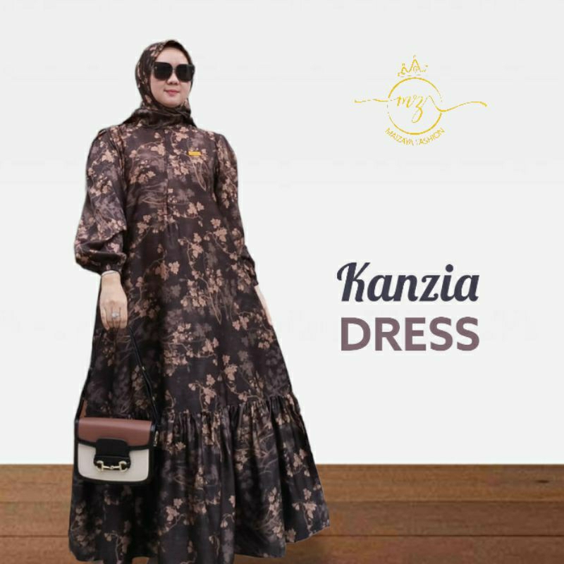 MAIZAYA - KANZIA DRESS - Dress Silk Motif Mewah - Gamis Pesta Free Jilbab Segiempat