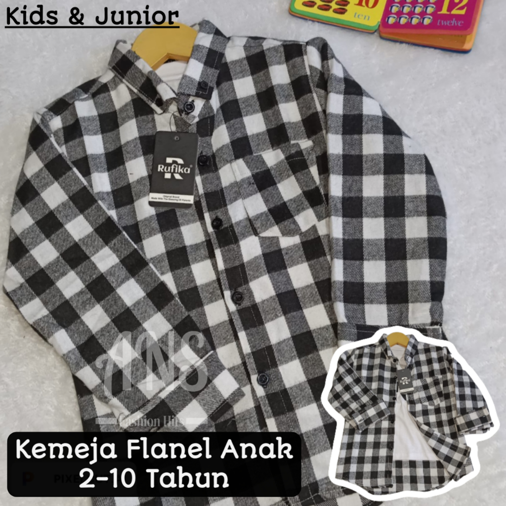 A024 Atasan Baju Kemeja Hem Anak Laki Laki Perempuan Kemeja Kotak Kotak Anak Flannel Flanel Casual