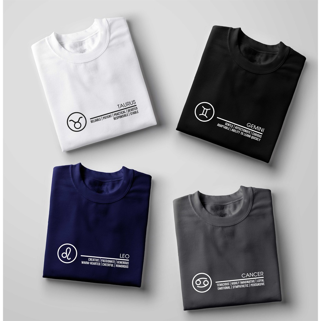Kaos Baju Zodiac Zodiak Rasi Bintang Aries Aquarius Gemini Virgo Libra Taurus / Kaos distro pria wan