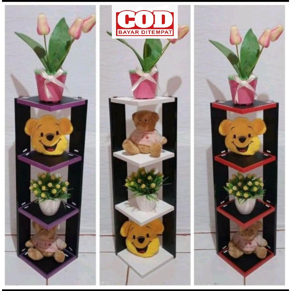 Rak sudut tinggi 60 cm dekorasi rumah minimalis sudah termasuk gantungan - URSDTIP