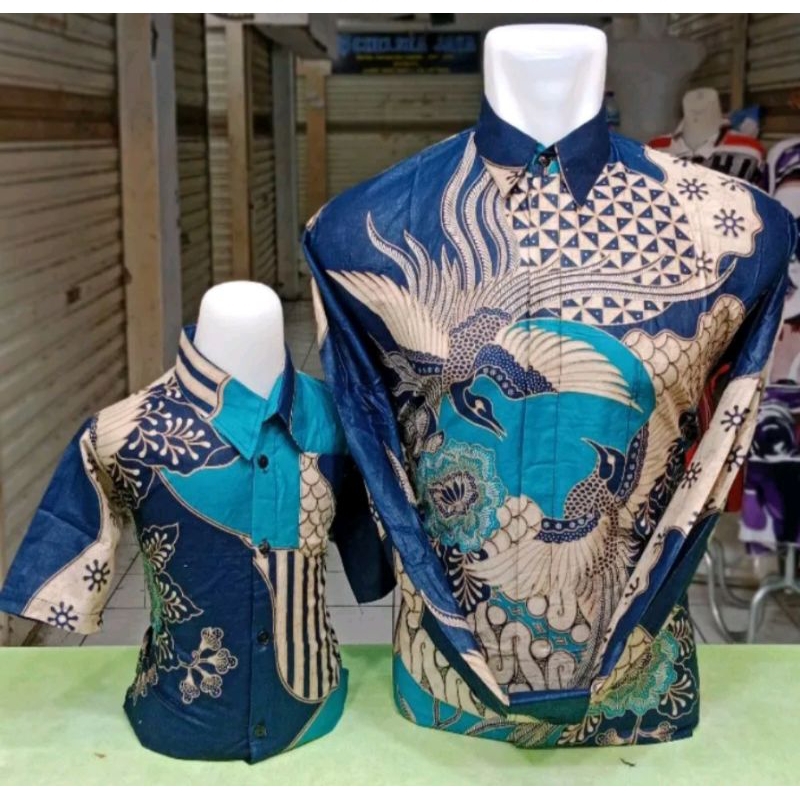 BATIK MODREN COUPLEAN AYAH DAN ANAK BIRU