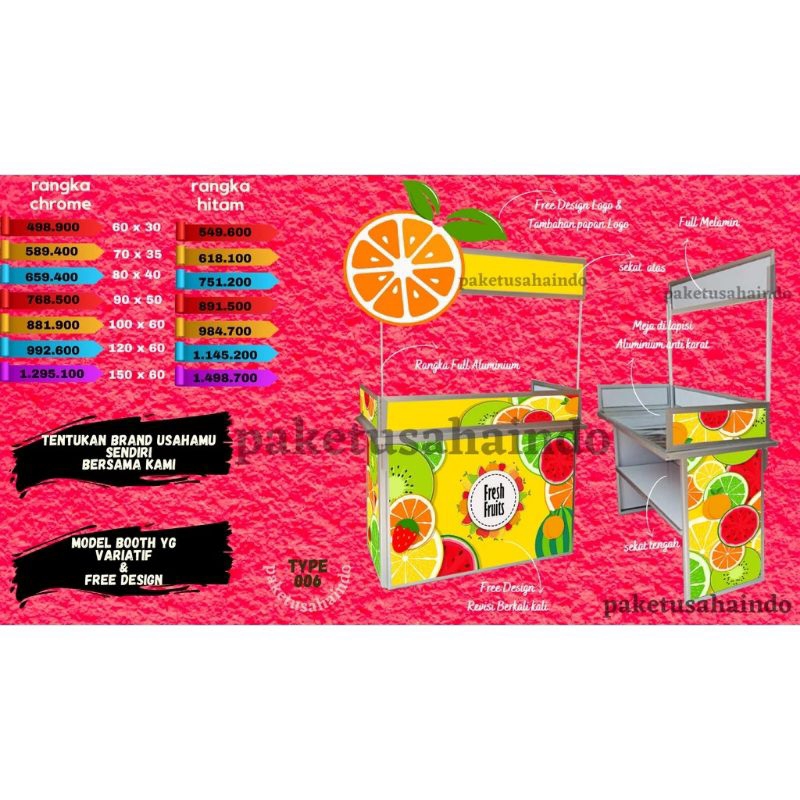 GEROBAK LIPAT UK 90x50 , BOOTH PORTABLE, BOOTH MAKANAN, BOOTH MINUMAN