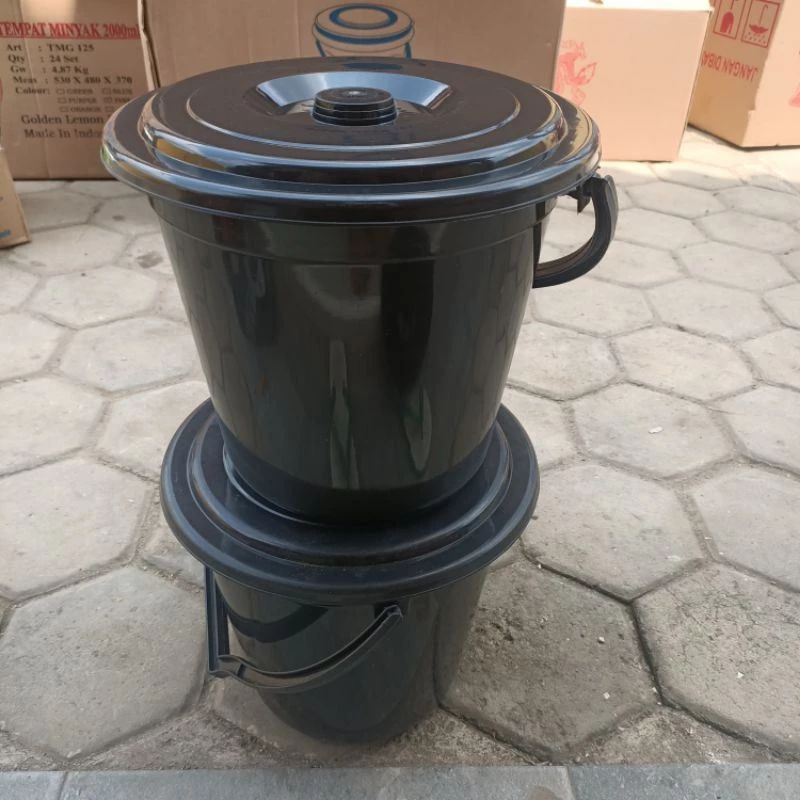 (HW) Ember timba hitam 3 galon + tutup 11 liter tasyakuran / air, selametan / syukuran / hajatan