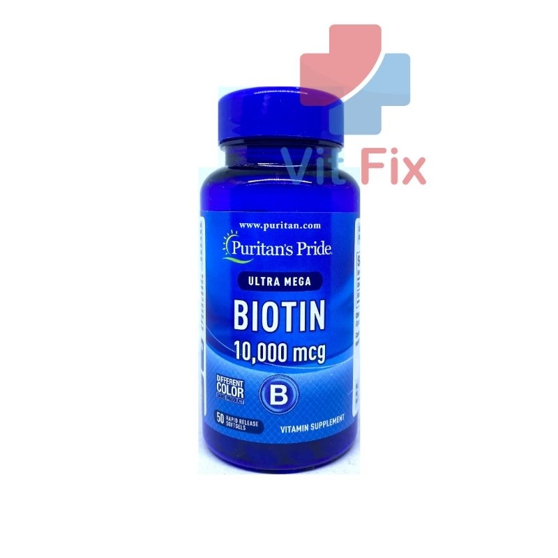 Puritan Pride Biotin 10.000 10000 mcg isi 50 softgel