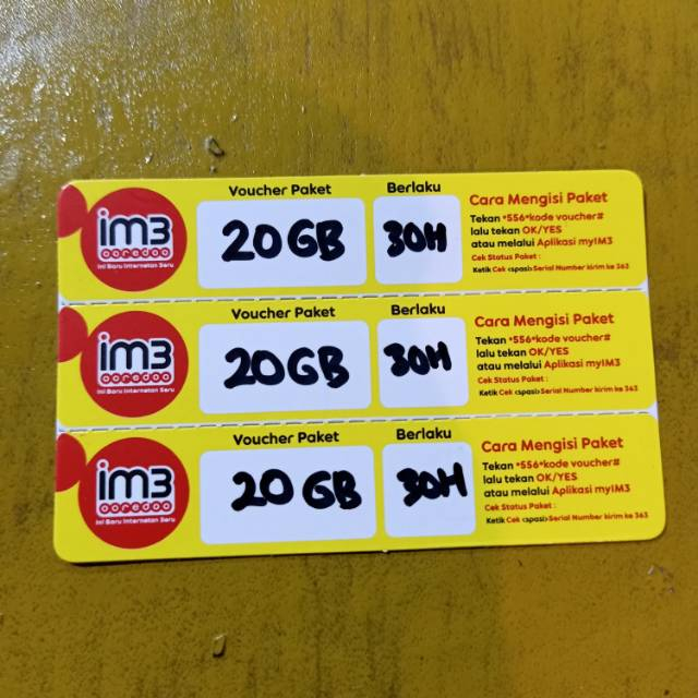 Voucher Indosat 20GB Combo (kirim fisik)