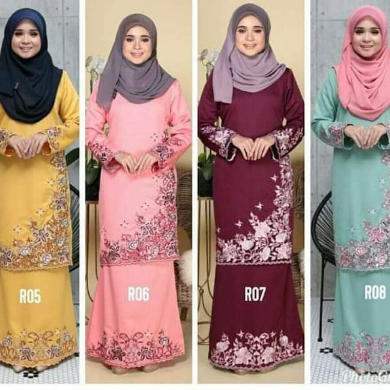 Kain bahan / bakal baju kurung Melayu bordiran Bukittinggi Bukittinggi