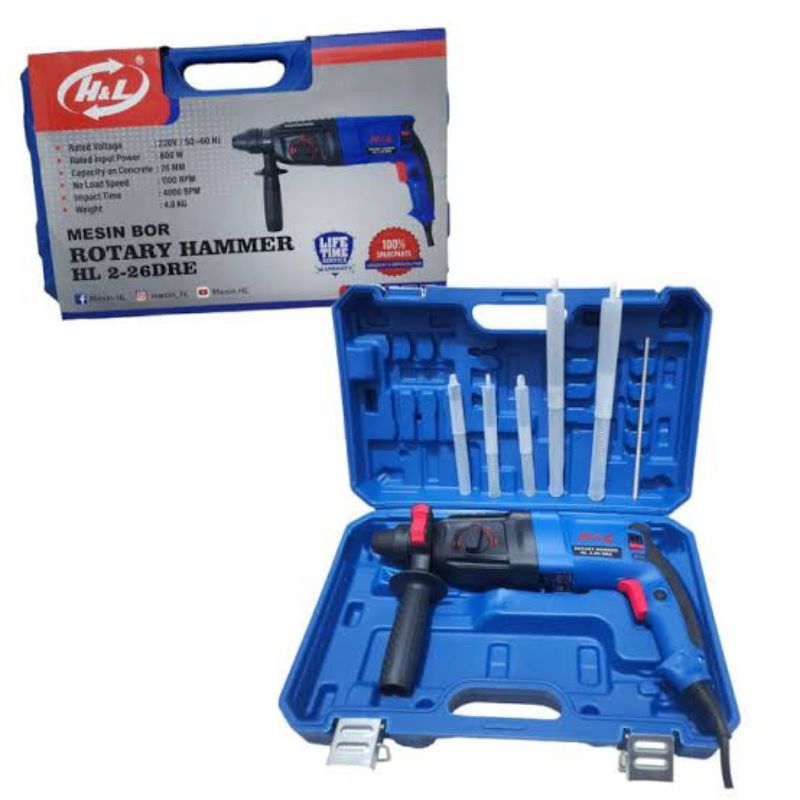 MESIN BOR BOBOK BETON ROTARY HAMMER H&L 26MM 800WATT