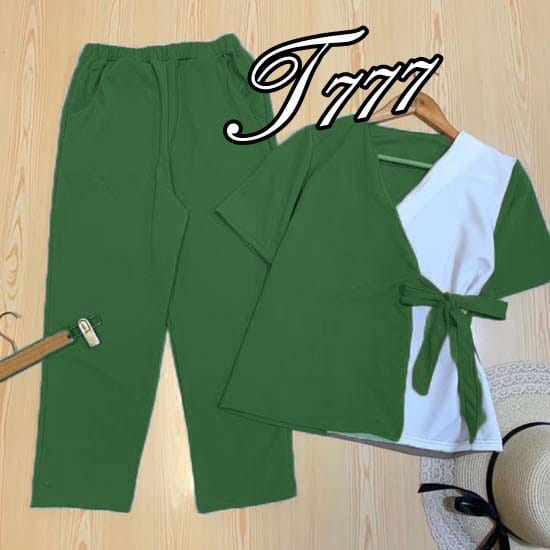 Setelan Wanita Korea Kekinian ( Baju+Celana ) One Set Daily OOTD Set Wanita Celana Panjang Polos Kem