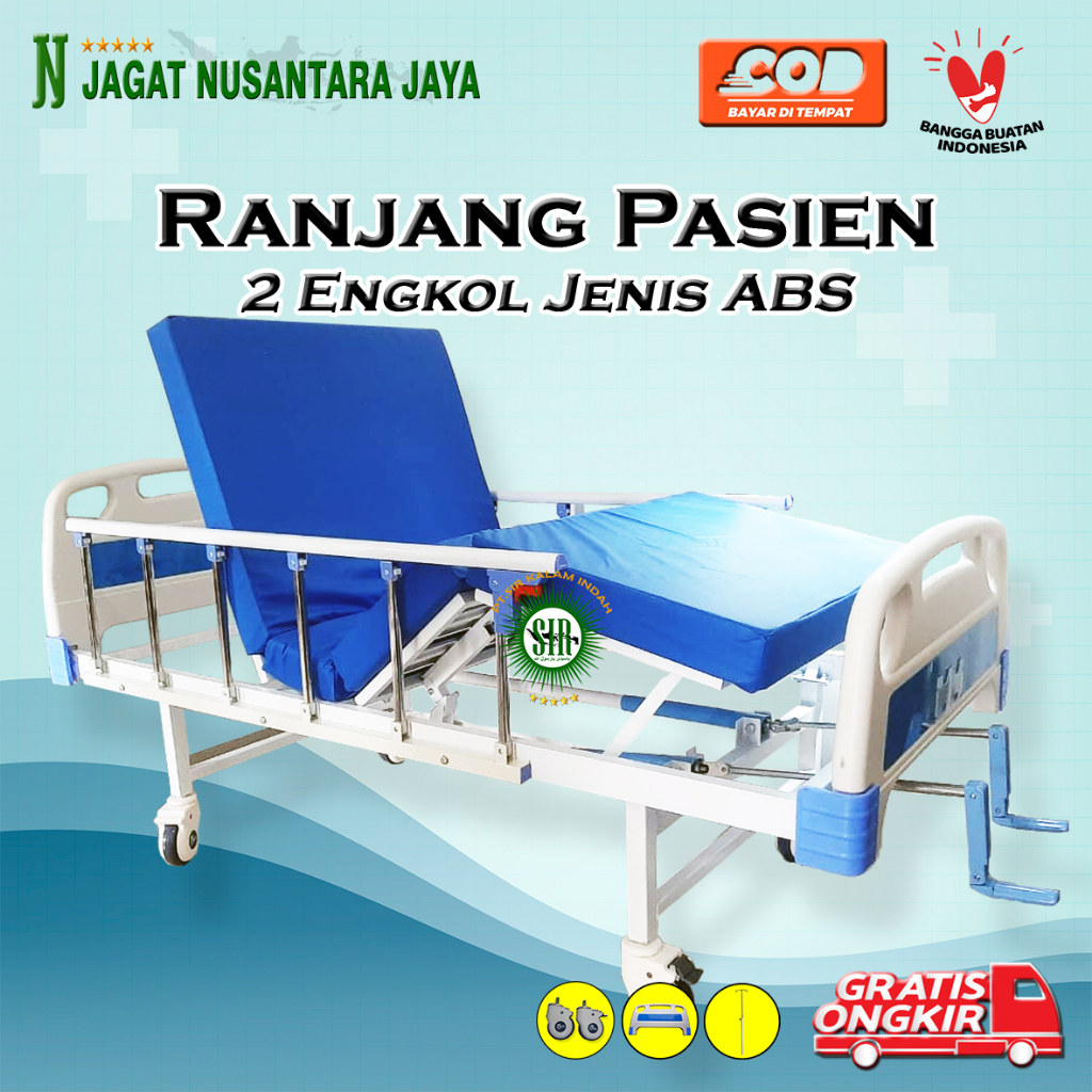 Bed / Ranjang Pasien Tempat tidur rumah sakit murah 2 engkol / crank. jakarta bandung surabaya jawa 