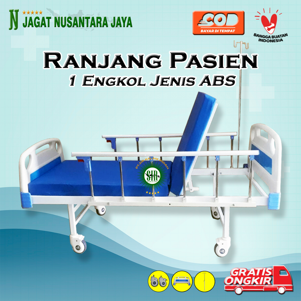 *Ranjang Pasien Rumah Sakit  1 Engkol 2 Crank 3 Engkol Manual Type ABS Harga Murah Berkualitas Promo