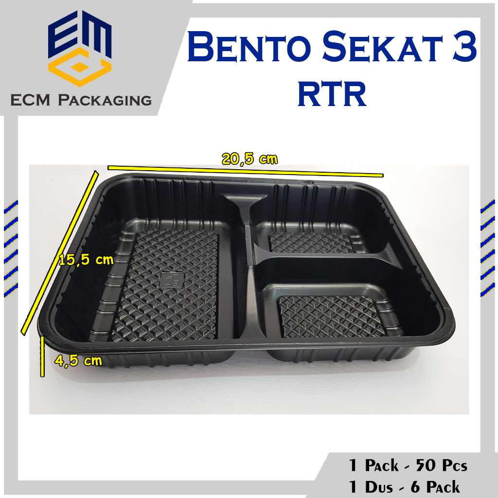 MIKA BENTO SEKAT 3 RTR224 50PCS | Mika Bento Sekat 3 Hitam