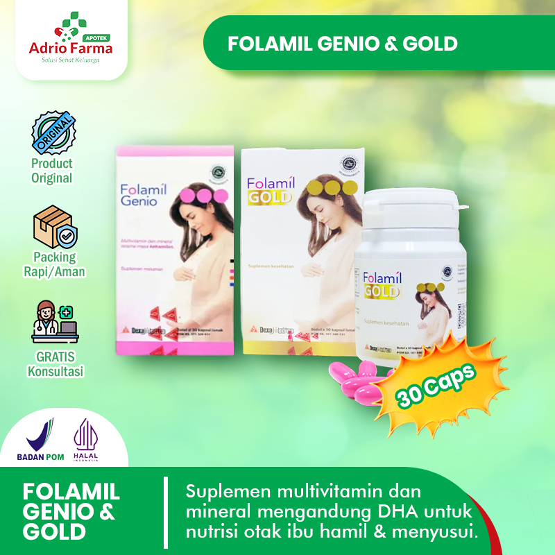 PROMIL - FOLAMIL GOLD & FOLAMIL GENIO isi @ 30 Kapsul - Multivitamin & Sumber DHA untuk Ibu Hamil & 