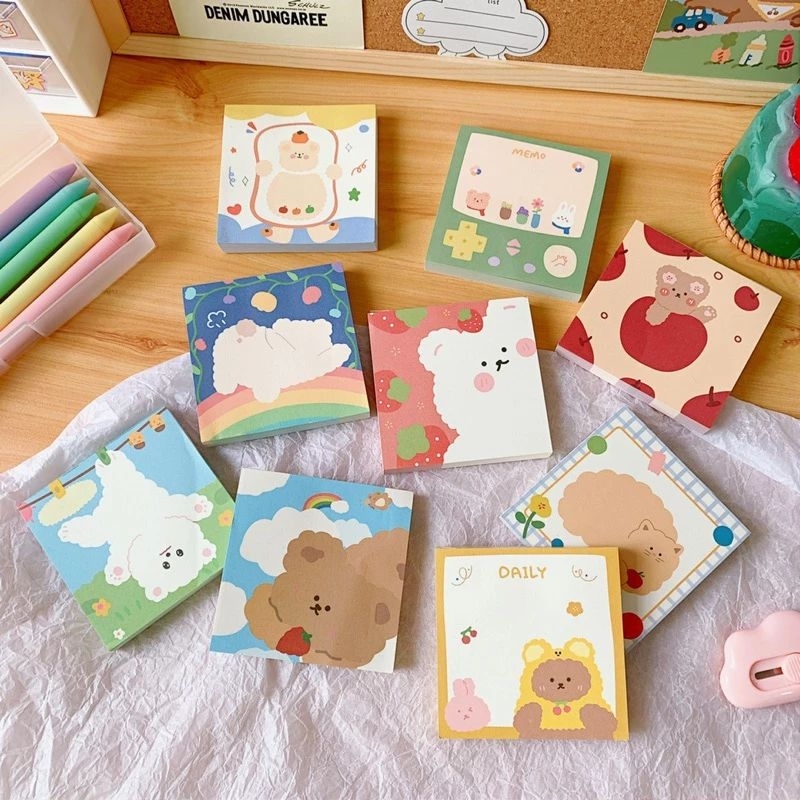 

STICKY NOTE AESTHETIC KAWAII LUCU MEMO NOTEPAD BEAR BERUANG 80 LEMBAR MM-35