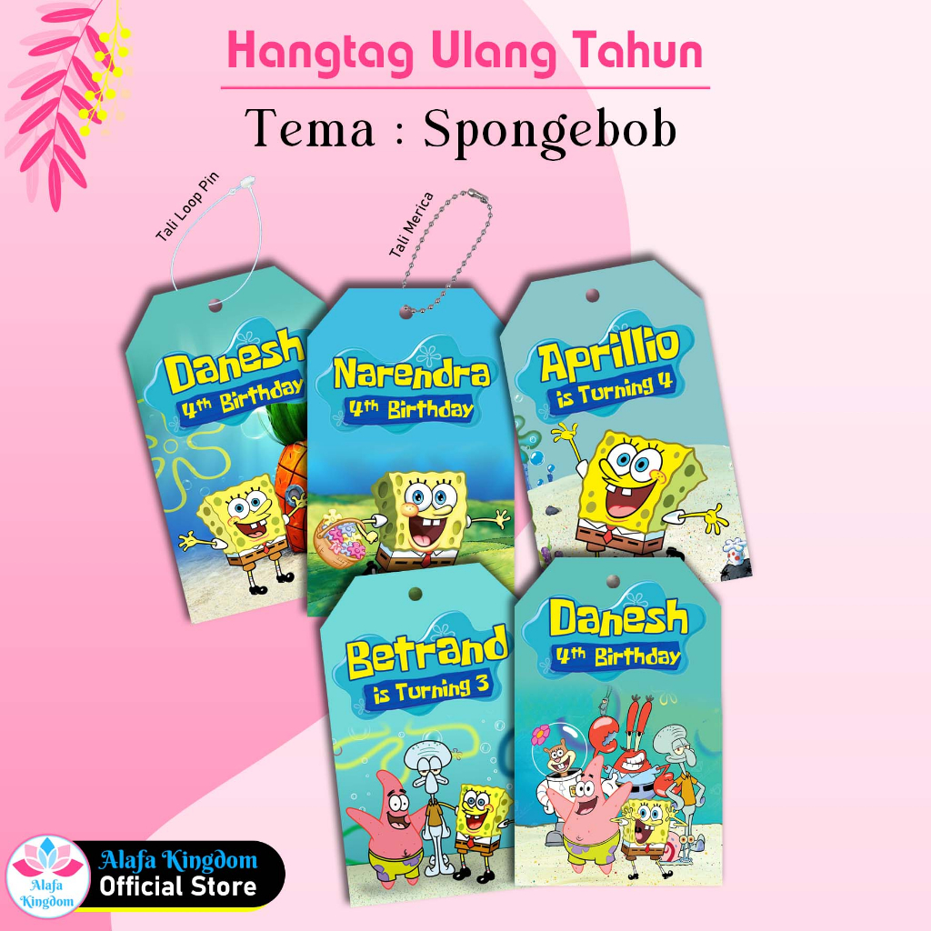 

Alafakingdom 8 Pcs Hangtag Ulang Tahun Spongebob Hangtag Ultah Birthday Spongebob