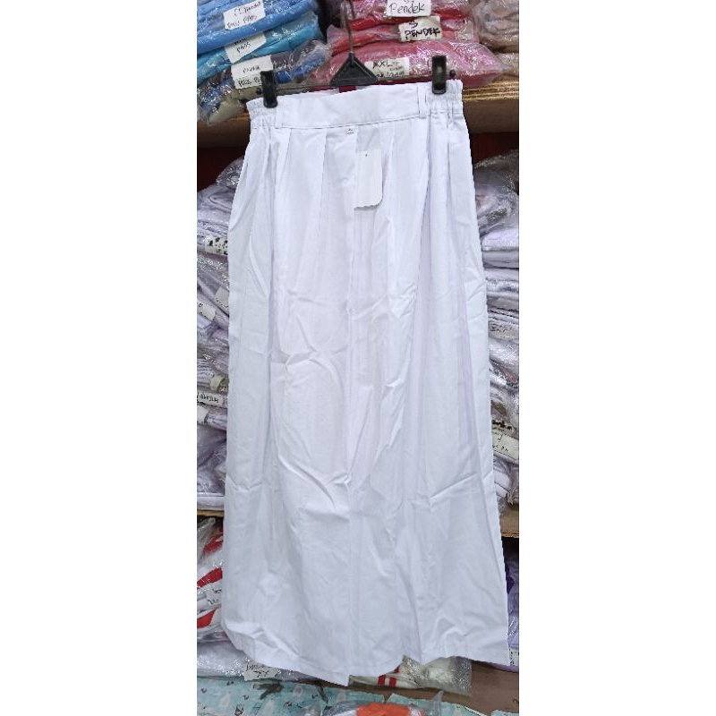 ROK SEKOLAH PUTIH REMPEL PANJANG(katun famatex)