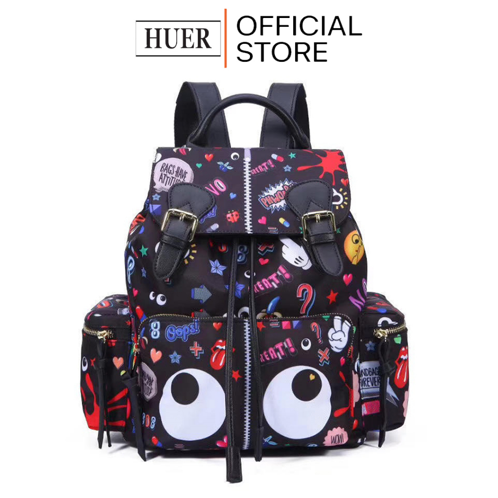 HUER ~ Belhy Eye Theme Printed Backpack 9454-107 Black