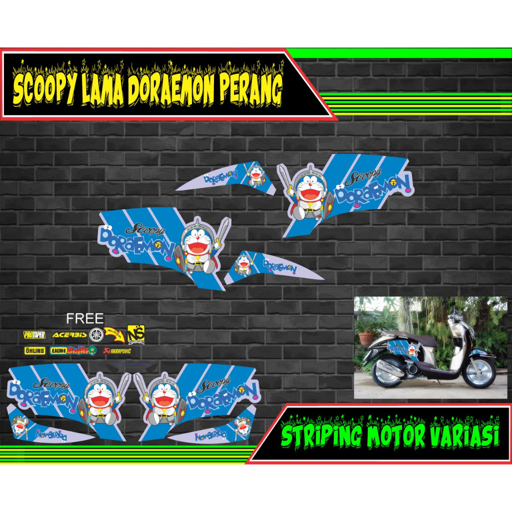 striping stiker motor scoopy lama doraemon pedang biru