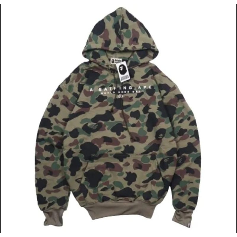 Sweater Hoodie Loreng Camo Abu-Abu GAP Full Bordir - Hoodie Tudung Motif Tie Dye Murah Tebal Berkual