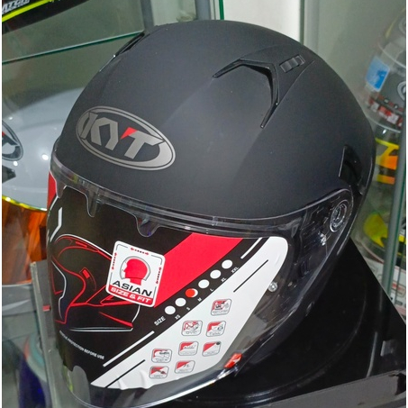 HELM KYT NFJ BLACK DOFF NFJ HALF FACE DOUBLE VISOR