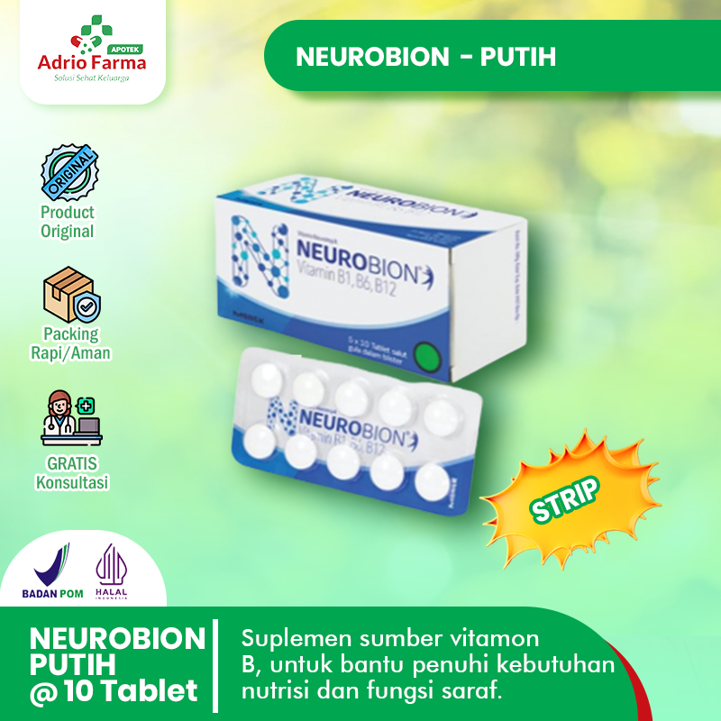 Vitamin NEUROBION PUTIH - STRIP isi 10 tablet - Vitamin Syaraf Nerobion