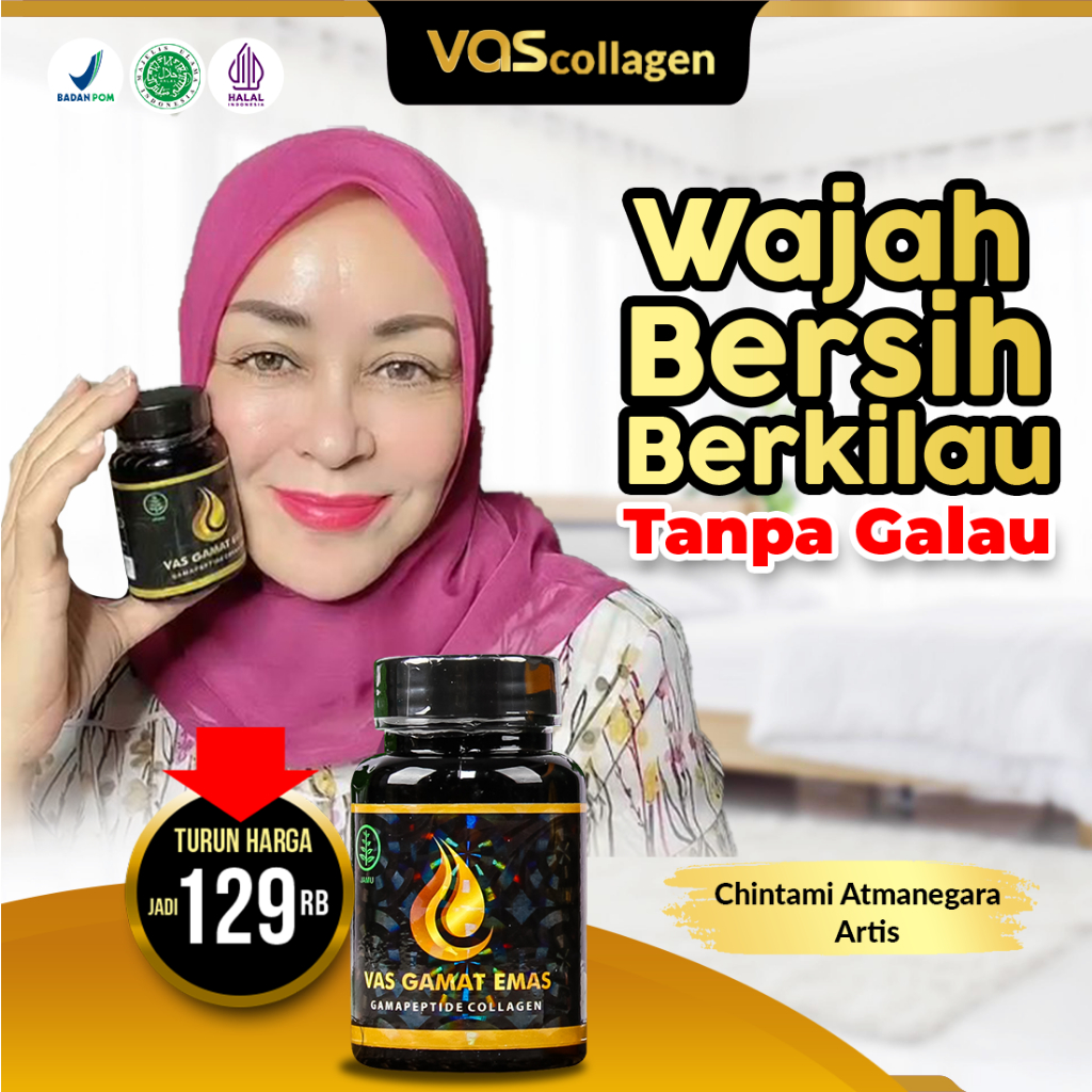 Vas Gamat Emas Collagen Pemutih Badan Ampuh Herbal Pencerah Pengencang Wajah ori bpom