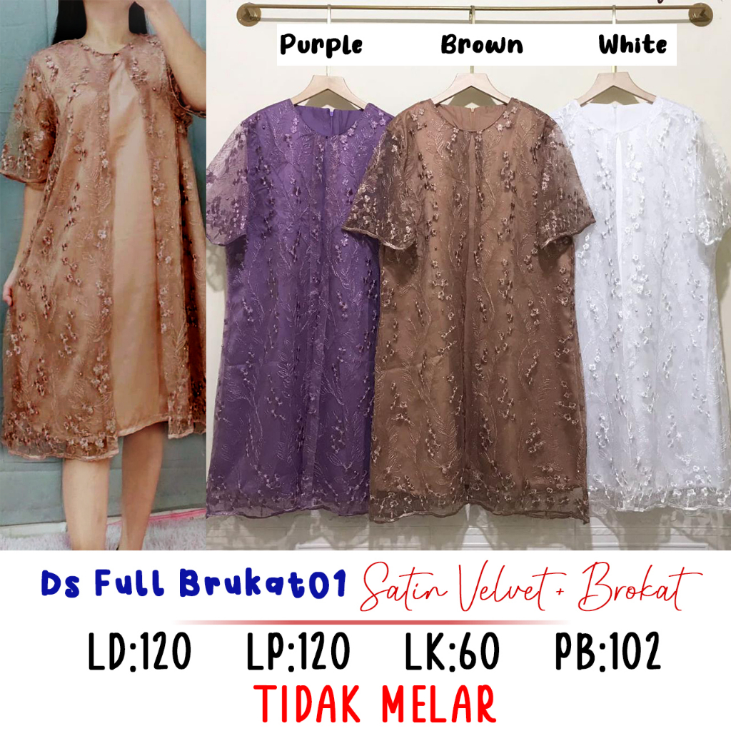 DS BRUKAT 02 DS FULL BRUKAT 01 DRESS BRUKAT MINI WANITA BIGSIZE JUMBO NEW