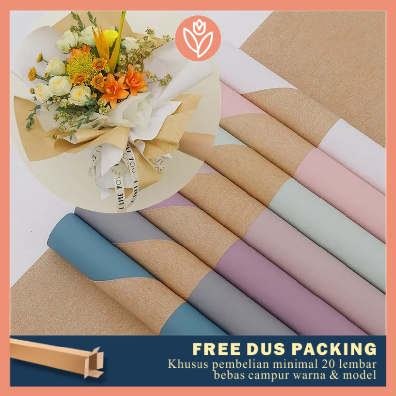 

TULIP PAPERIE ❤ FLOWER WRAPPING BI COLOR VINTAGE CRAFT CELLOPHANE KERTAS BUKET MOTIF DUA WARNA COKLAT MUDA BUNGA FLORIST