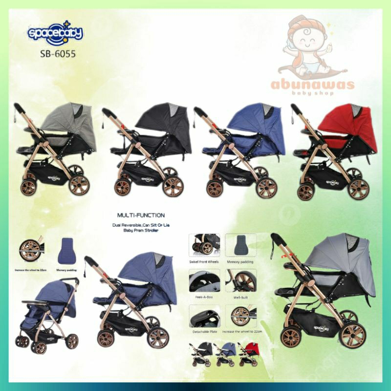 [Free Packing Kardus] Stroller Space Baby SB 6215, SB 6055, SB 6212, SB 6202 Reversible Handle Keret