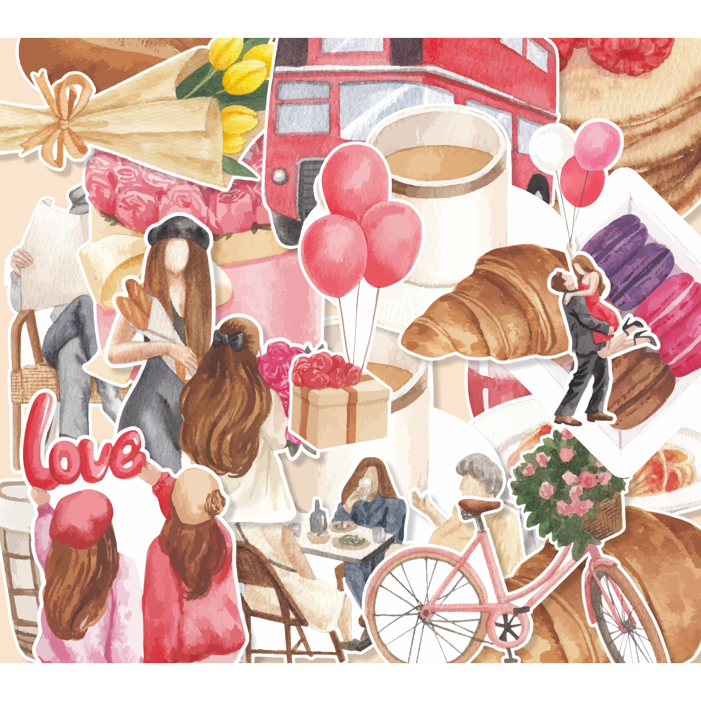 

(20 pcs) stiker Random/ cetak stiker murah PARIS-watercolor/murah/watercolor stiker/random/stiker random/paris