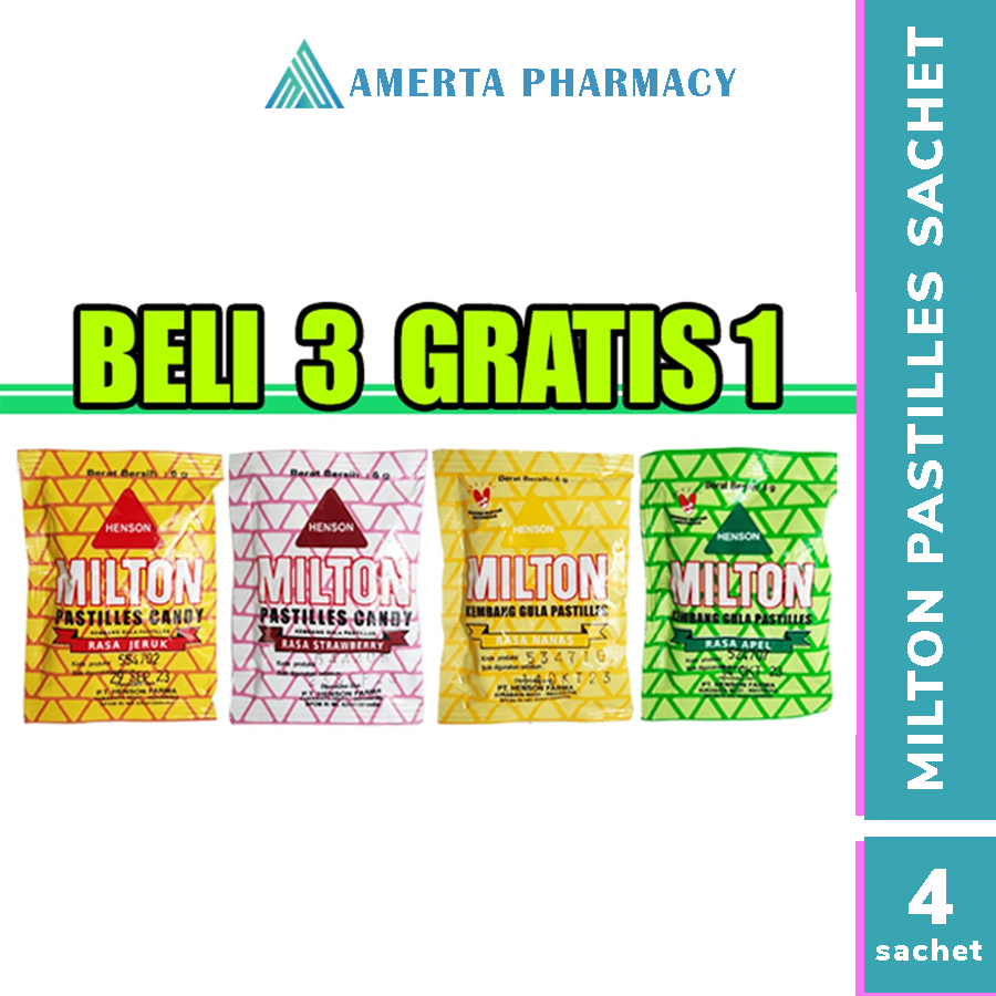 

PROMO BELI 3 GRATIS 1! Permen MILTON PASTILLES Candy Sachet 4 RASA