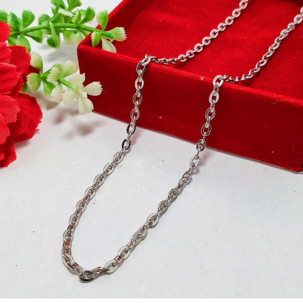 Kalung Rantai Nori Titanium - Kalung Pria Titanium Model Rantai Nori Silver Anti Karat - Rantai Kalu