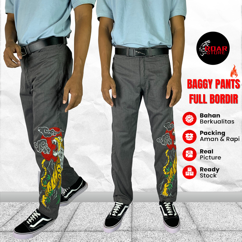 Celana Pria Celana Panjang Pria Formal & Santai Bordir American Drill Slimfit Resleting