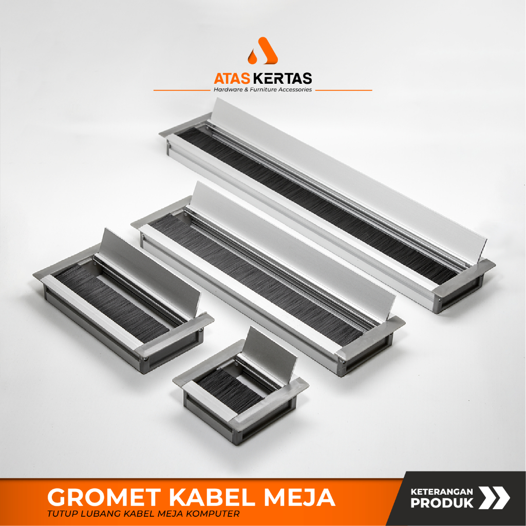 grommet meja aluminium kotak anodized untuk penutup lubang kabel meja