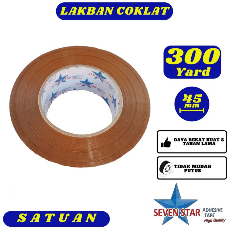 

Lakban Coklat Seven Star 45mm x 300yard Satuan - Daya Rekat Kuat,Tidak Mudah Putus