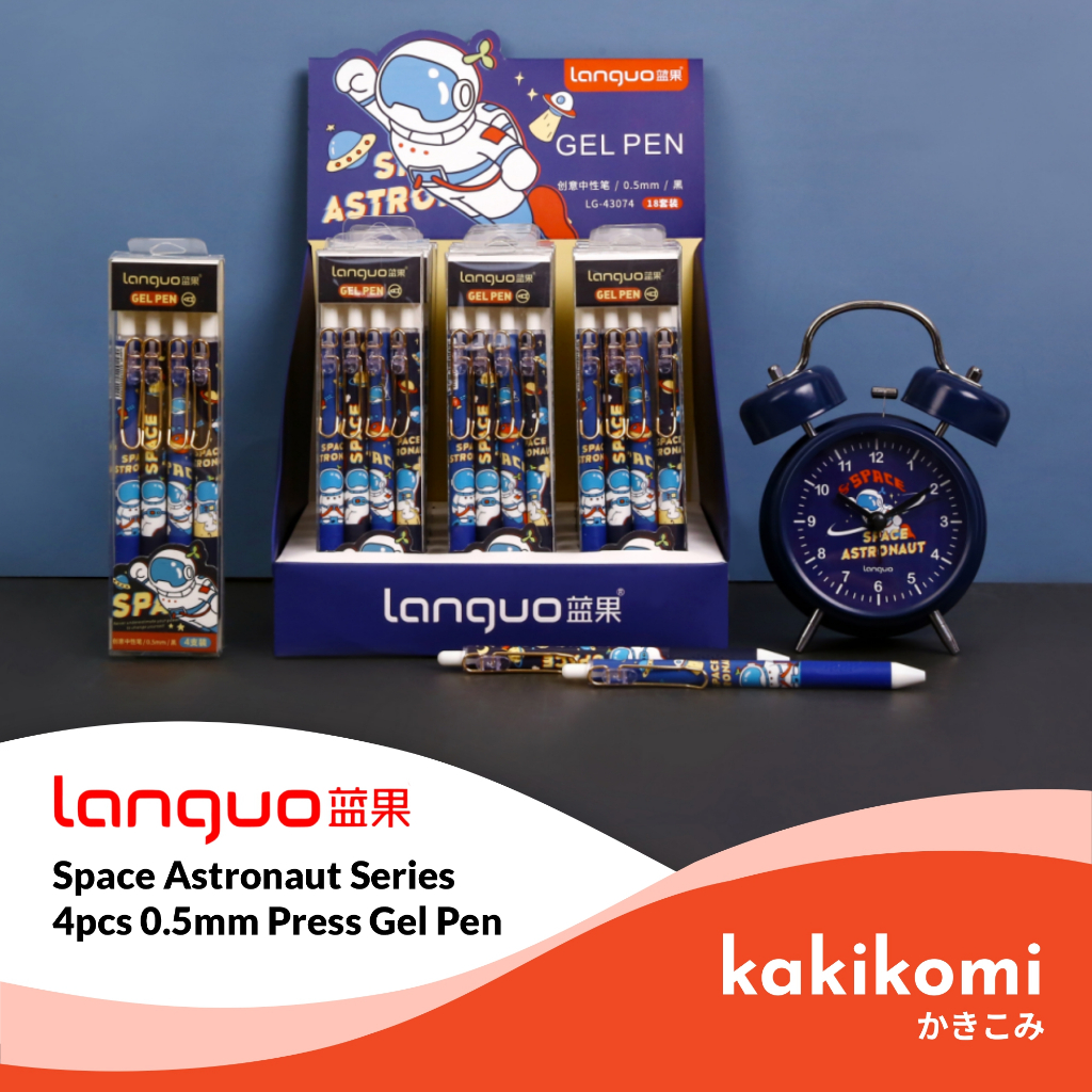 

Bolpoin 1pack Bulpoint Gel 0.5mm Set 4pcs Languo Space Astronaut Series Pen Tinta Hitam Murah