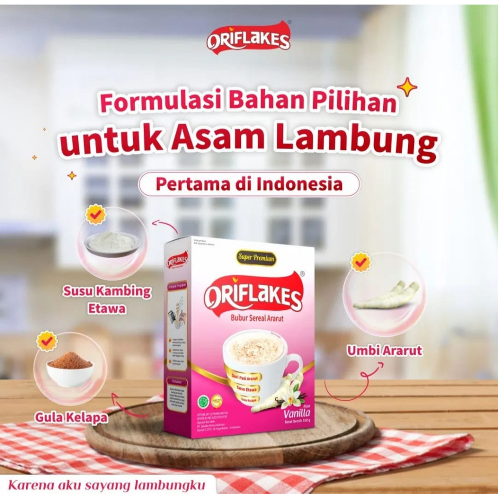 

Oriflakes gaztro sereal solusi maag dan asam Lambung 350 gram-vanilla