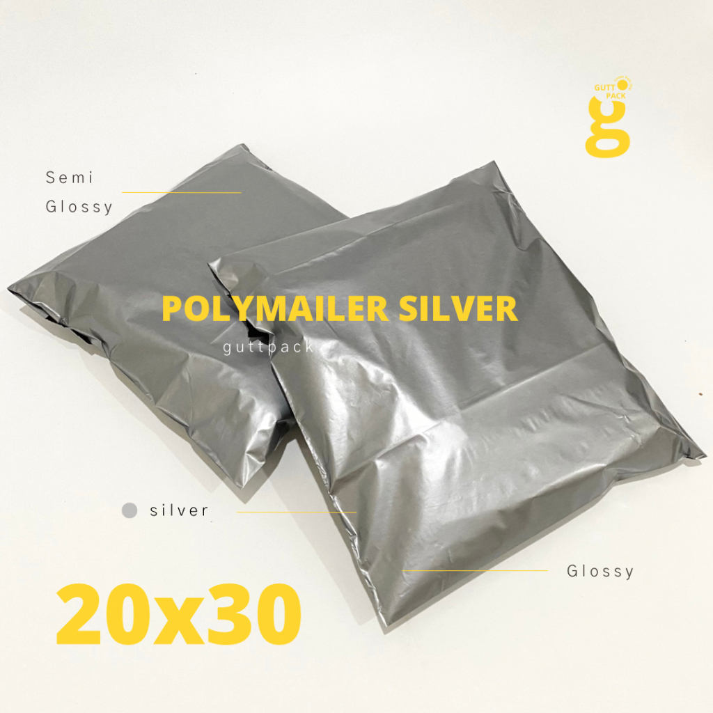 

Plastik Packing Olshop Polymailer Silver 20x30CM PE Glossy / Sablon Plastik Polymailer