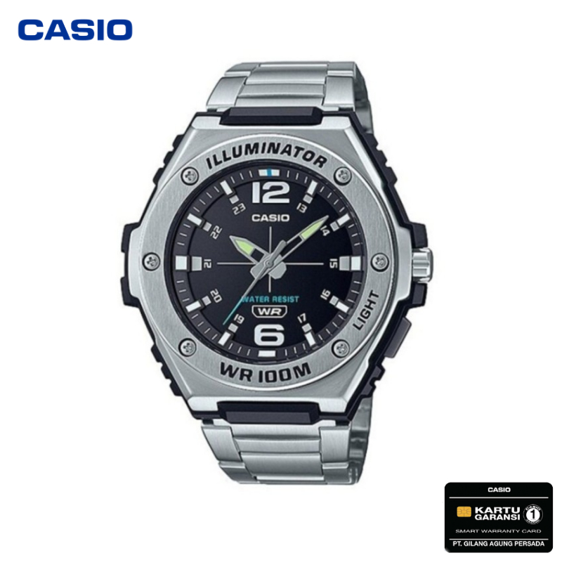 JAM TANGAN PRIA CASIO MWA-100HD-1A ORIGINAL - MWA100HD SILVER HITAM CASIO ORIGINAL