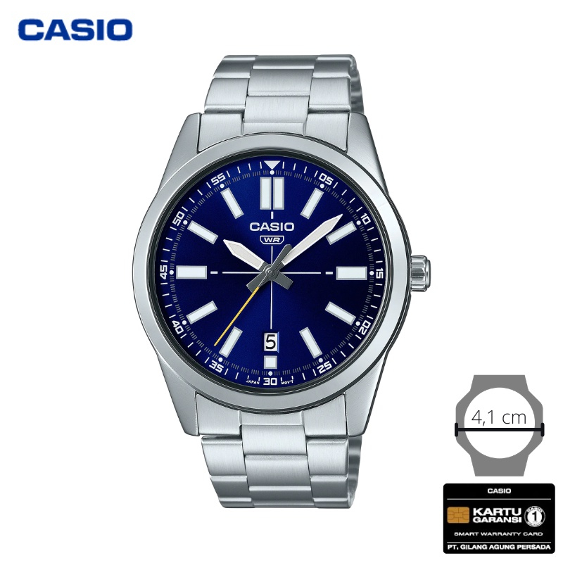 JAM TANGAN PRIA CASIO MTP-VD02D-2E ORIGINAL - MTPVD02D SILVER BIRU STAINLESS CASIO ORIGINAL jam tang